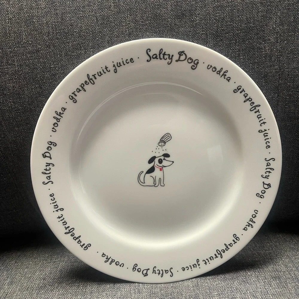Pottery Barn Bar Lingo Cocktail Plates with Recipe